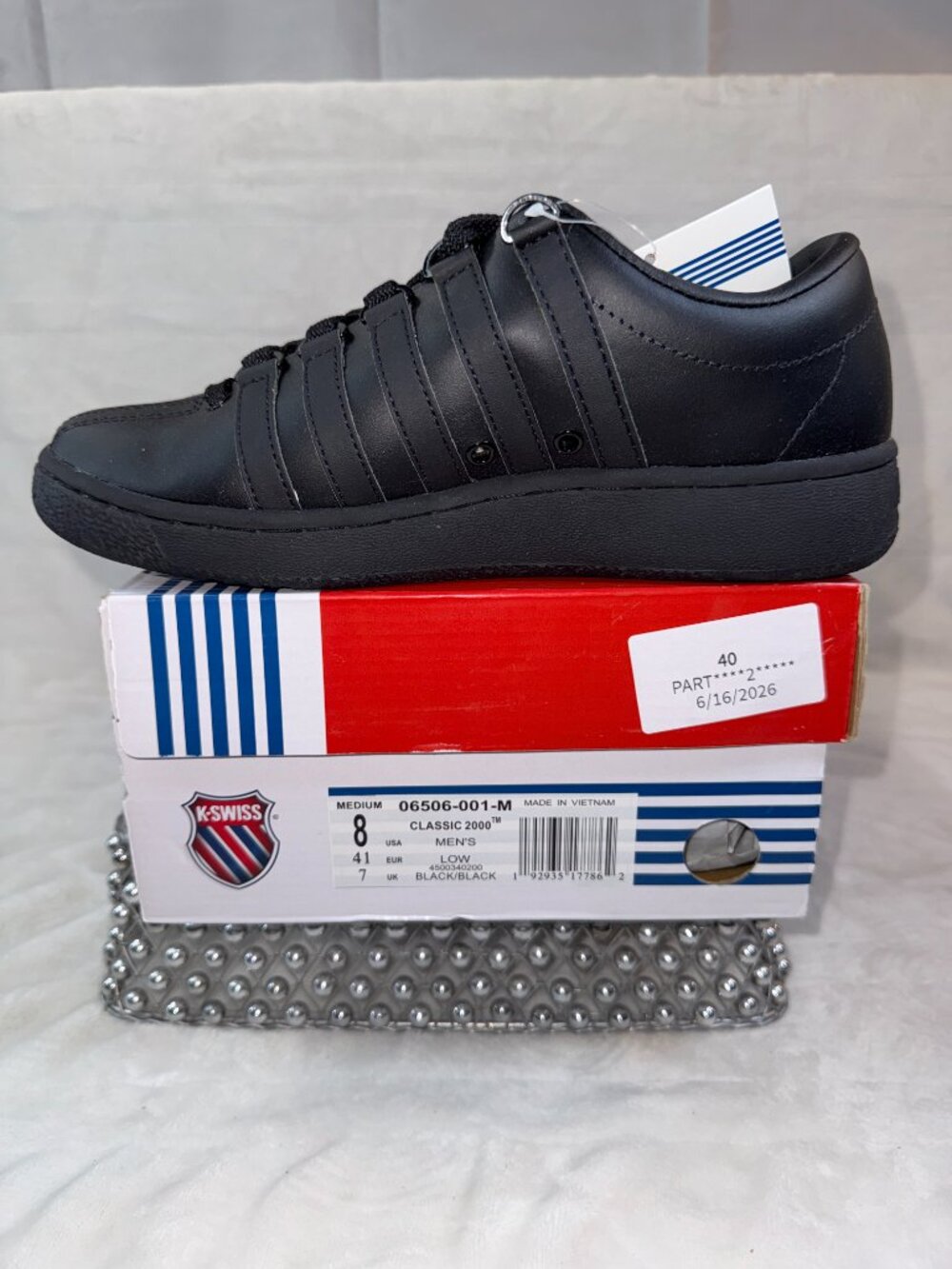 K-SWISS Classic 2000 Black Size 8 Mens Style:06506-001 NWT